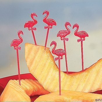 Conj. 24 espetos motivo Flamingo Unique