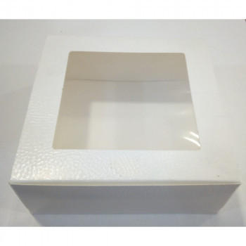 Caixa com Tampa e janela  16x16x6cm Pele Branco