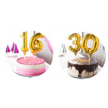 Topo de bolo - centro de mesa - balão número dourado 15 cms