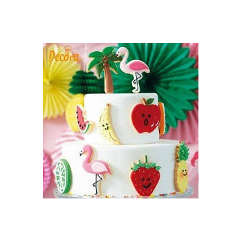 Cortante flamingo + palmeira decora bolachas
