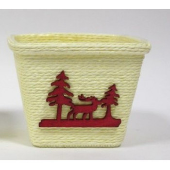 Caixa com rena e pinheirinho de Natal com 11x11 cms