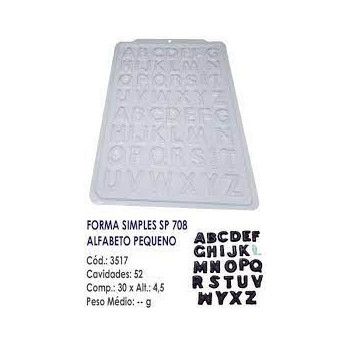 Molde em acetato simples  para chocolate alfabeto BWB SP708