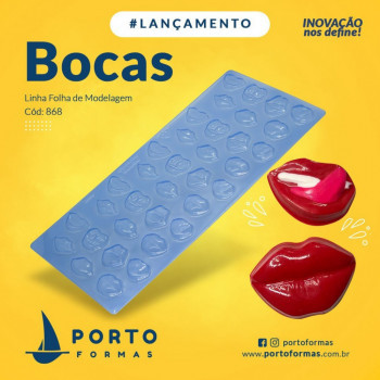 Molde em acetato simples para chocolate Bocas - lábios - Porto Formas 868