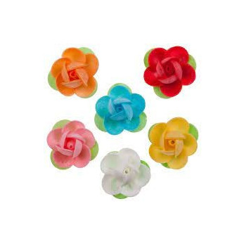 Flores de hóstia - rosa em papel hostia 4 cms com folha - unidade