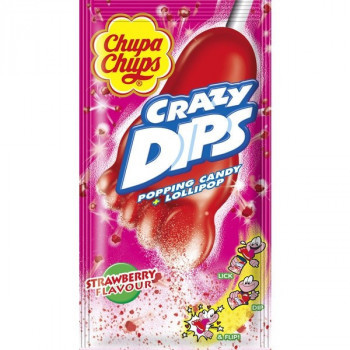 Chupa com sabor a morango e pó efervescente 14g