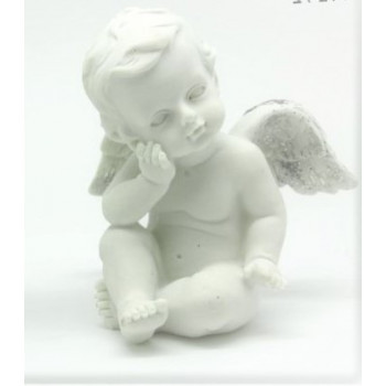 Anjo decorativo branco com 9 cm