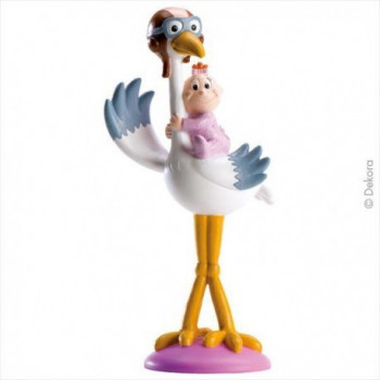 Cegonha com menina ás costas 17 cms Dekora