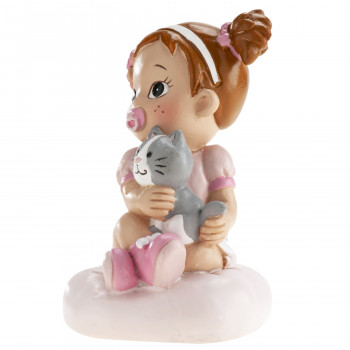 Menina com chupeta e gato...