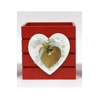 Caixa de madeira vermelha com 11x11x11 cms Natal