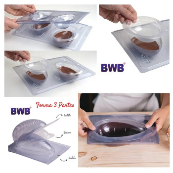 Forma - Molde acetato 3 peças ovo de colher 350 gr. BWB Pascoa SP50