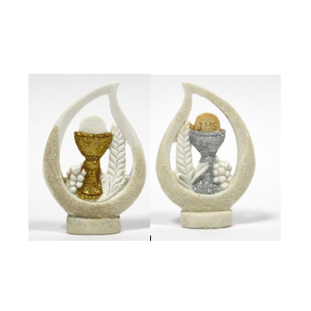 Base com cálice-uvas-espiga dourado ou prata comunhão 6.5 cms