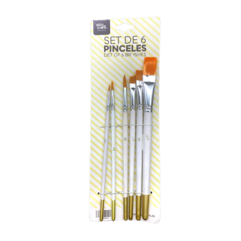 Conj. 6 Pinceis (3 planos e 3 redondos) para decoração de Bolos