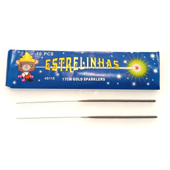 Pack 10 unid. foguete fino 17 cms - estrelinhas - sparklers