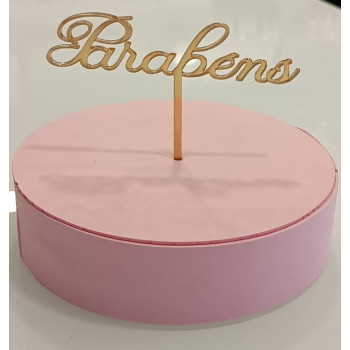 Topo de bolo acrilico espelhado - Parabéns