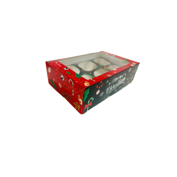 Caixa para 6 cupcakes com berço de Natal
