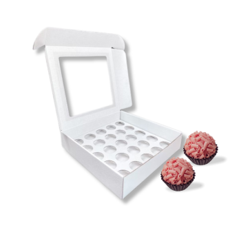 Caixa cartão 230x230x50 mm - 25 brigadeiros - com janela