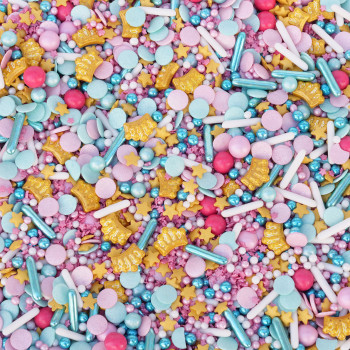 Mix Aurora 100 gr. confeti coração, coroas, perolas