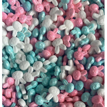 Cabeça de coelhinho cores sortidas - 50 gr. (branco, rosa e azul)