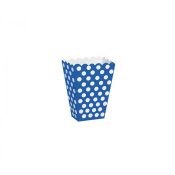 Caixa pipocas azul com bolas brancas - 8 unid.