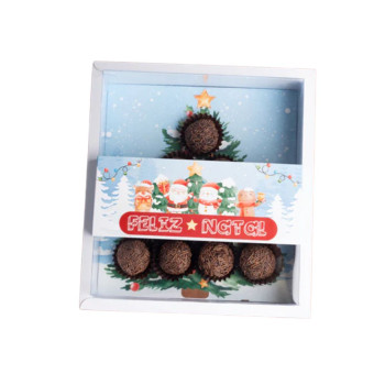 Caixa com berço arvore natal - 10 brigadeiros - com janela