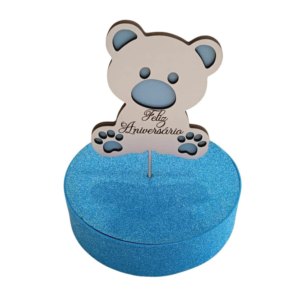 Topo de Bolo MDF Ursinho Azul | CakeDreams