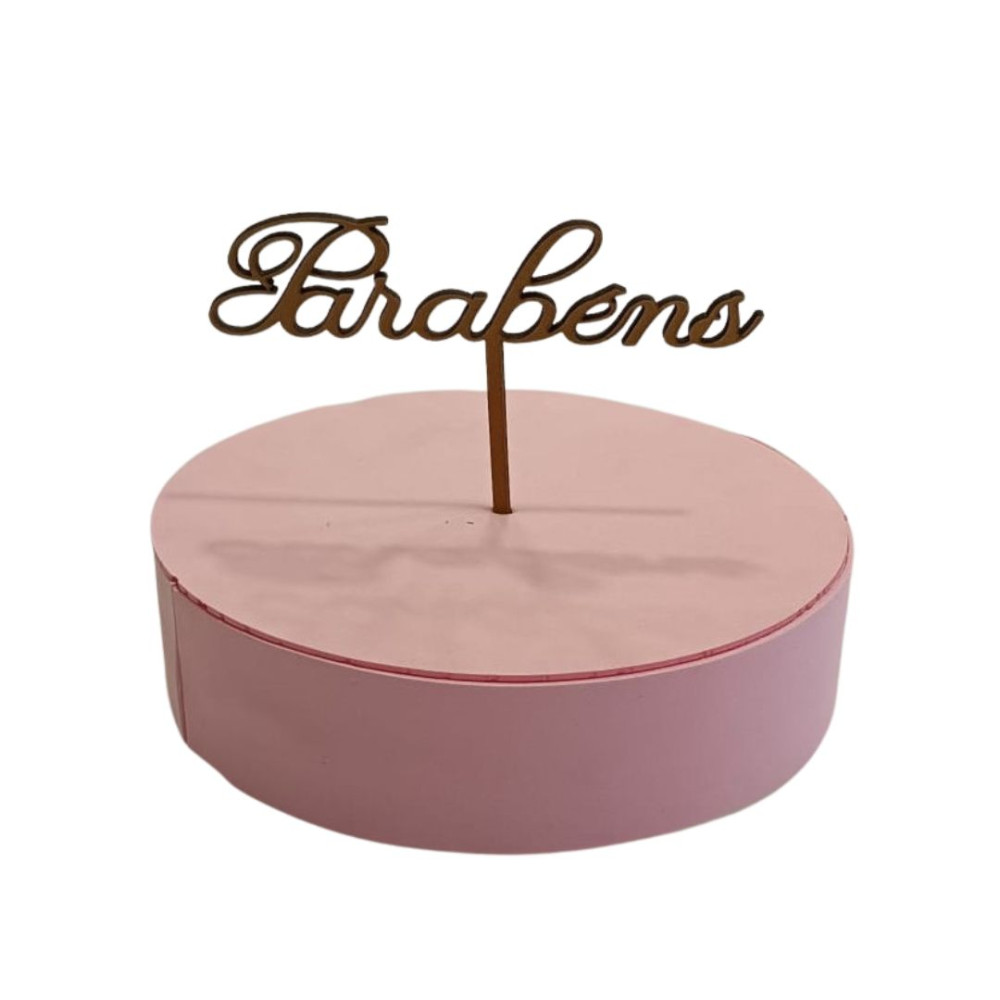 Topo de Bolo MDF “Parabéns” Dourado | CakeDreams