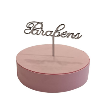 Topo de Bolo MDF “Parabéns” Branco | CakeDreams