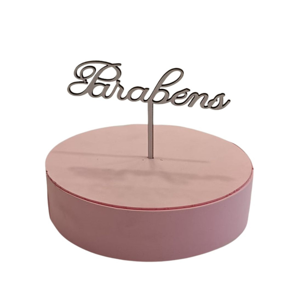 Topo de Bolo MDF “Parabéns” Branco | CakeDreams