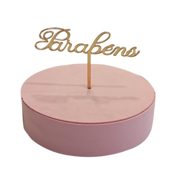 Topo de bolo acrílico espelhado "Parabéns"