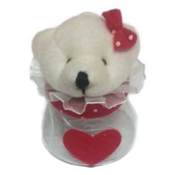 Frasco ursinha ou ursinho com coração vermelho