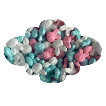 Cabeça de coelhinho cores sortidas - 50 gr. (branco, rosa e azul)