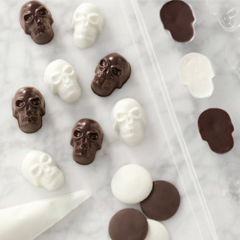 Molde acetato para chocolate caveiras - Dia das bruxas