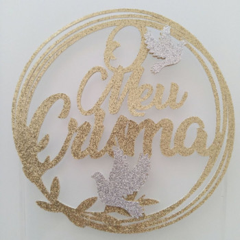 Topo de bolo “Crisma” dourado | CakeDreams