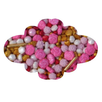 Mix bella 100 gr. confeti rosa - dourado e branco