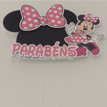 Topo de bolo  Minnie Rosa