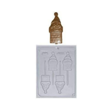 Molde acetato para chocolate pirulito pai natal chaminé