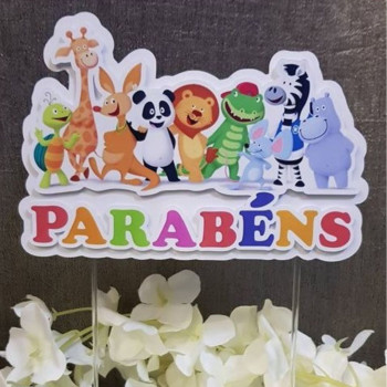 Topo de Bolo “Panda e os Animais – Parabéns” | CakeDreams