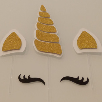 Topo de bolo Unicornio (corno + orelhas)