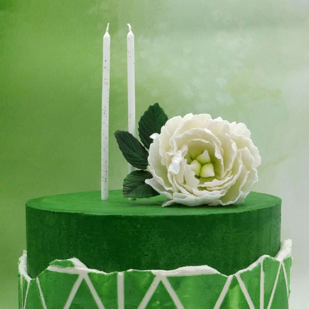 Vela Alta Branca com Dourado | CakeDreams