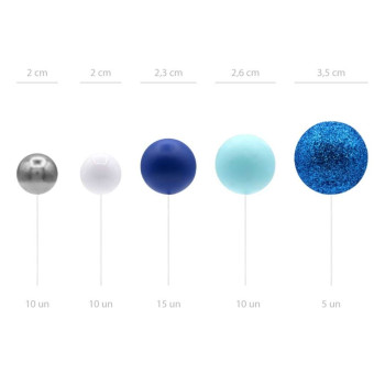 Conjunto Esferas Azul & Prata | Cake Dreams