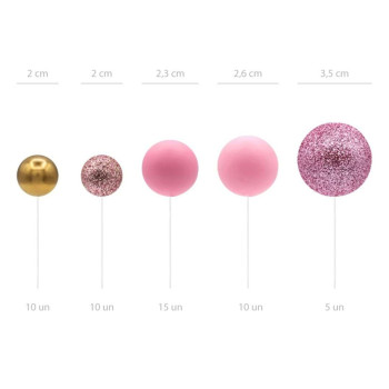 Conjunto Esferas Rosa & Ouro | Cake Dreams