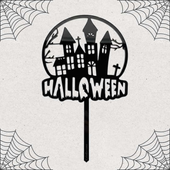 Topos de bolo Dia das Bruxas / Halloween em acrilico preto
