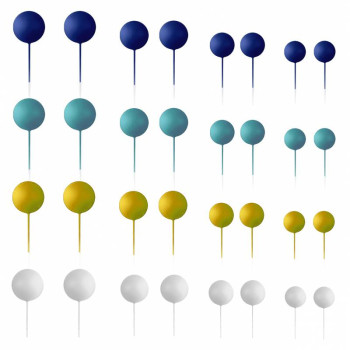 Conjunto 32 bolas decorativas - azul-dourado e branco