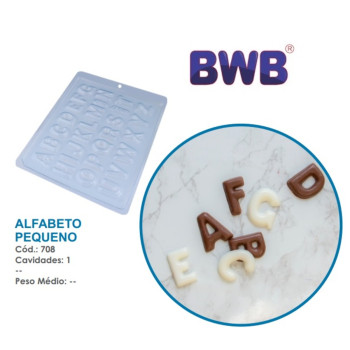 Molde em acetato simples para chocolate alfabeto BWB708