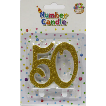 Velas 50 anos - dourada com purpurinas
