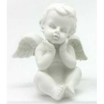 Anjo decorativo branco com 9 cm